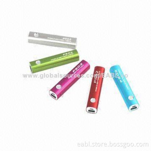 Lipstick Design Mobile Phone Power Banks, 2,800mAh Capacity, Aluminum Housing